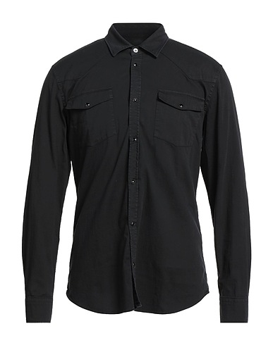DONDUP Denim shirt Black 98% Cotton, 2% Elastane