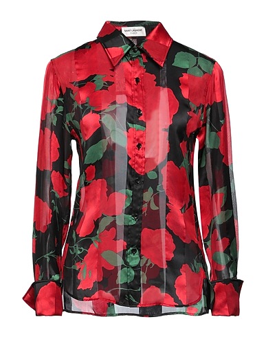 SAINT LAURENT Floral shirts & blouses Red 100% Silk