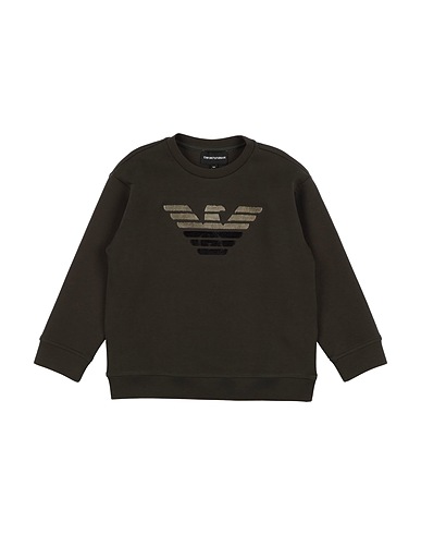 EMPORIO ARMANI Sweatshirt Dark green 77% Cotton, 19% Polyester, 4% Elastane
