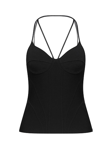 MCQUEEN Bustier Black 71% Viscose, 15% Polyester, 13% Polyamide, 1% Elastane