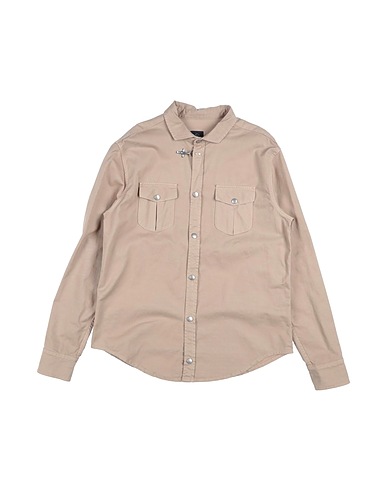 FAY Solid colour shirt Sand 97% Cotton, 3% Elastane