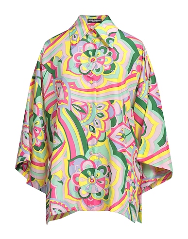 DOLCE&GABBANA Patterned shirts & blouses Light green 100% Silk