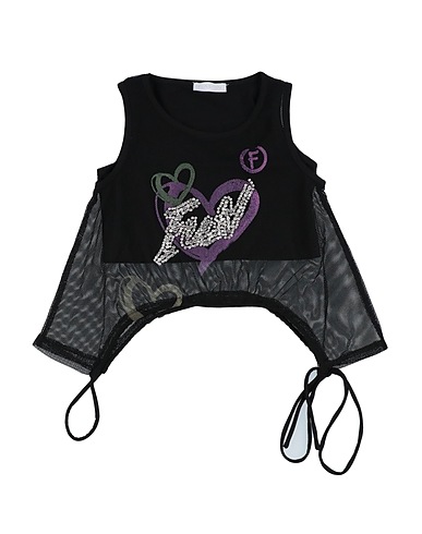 FUN & FUN T-shirt Black 95% Cotton, 5% Elastane