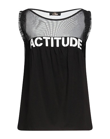 ACTITUDE by TWINSET Top Black 100% Cotton, Polyester, Elastane