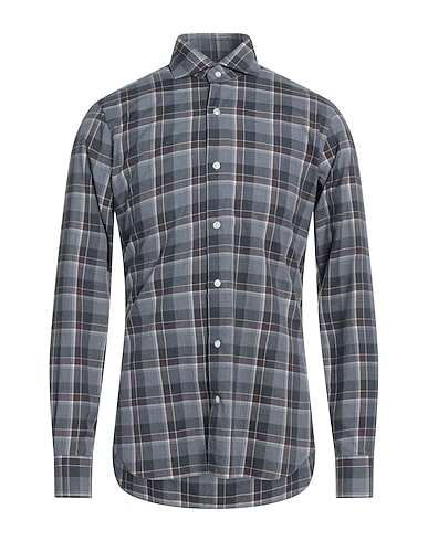 BARBA Napoli Checked shirt Grey 100% Cotton