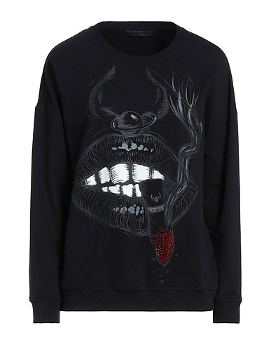 FRANKIE MORELLO Sweatshirt Black 95% Cotton, 5% Elastane