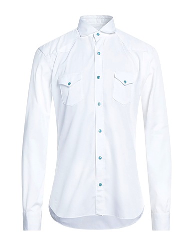 BARBA Napoli Solid colour shirt White 100% Cotton