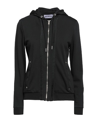 BIKKEMBERGS Hooded sweatshirt Black 100% Cotton, Elastane