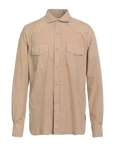 BAGUTTA Solid colour shirt Light brown 100% Cotton
