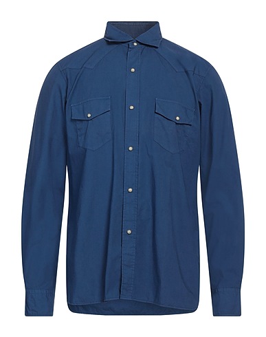 BAGUTTA Camicia tinta unita Blu navy 100% Cotone