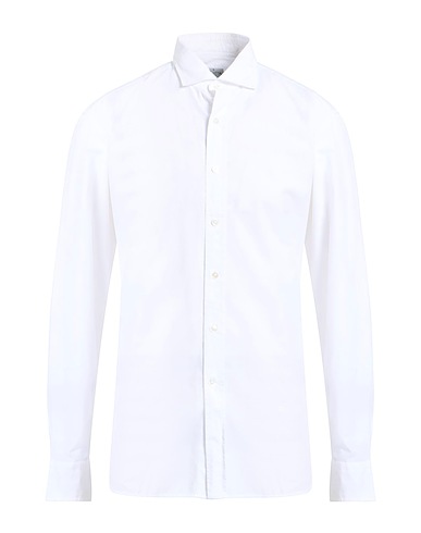 BAGUTTA Solid colour shirt White 100% Cotton