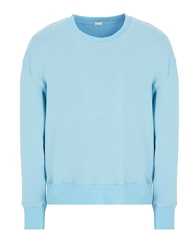 8 by YOOX Sudadera ORGANIC COTTON BOXY-FIT CREW-NECK SWEATER Azul celeste 100% Algodón orgánico