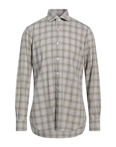 BARBA Napoli Checked shirt Beige 100% Cotton