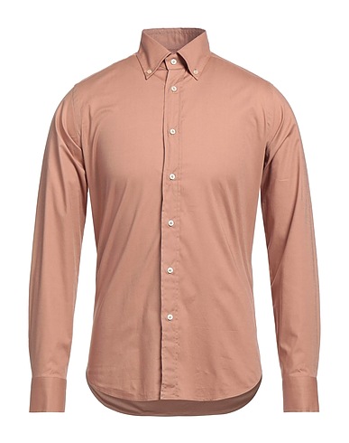 ROBERT FRIEDMAN Solid color shirt Light brown 97% Cotton, 3% Elastane