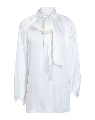 KARL LAGERFELD Top SILK-BLEND BOW SHIRT White 72% Viscose, 28% Silk