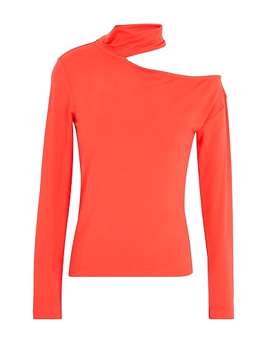 8 by YOOX One-Shoulder-Top VISCOSE CUT-OUT L/SLEEVE TOP
 Koralle 95% Viskose, 5% Elastan