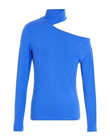 8 by YOOX One-shoulder top VISCOSE CUT-OUT L/SLEEVE TOP
 Blue 95% Viscose, 5% Elastane