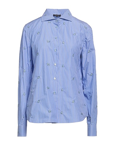 GIORGIO ARMANI Striped shirt Pastel blue 100% Cotton, Polyester