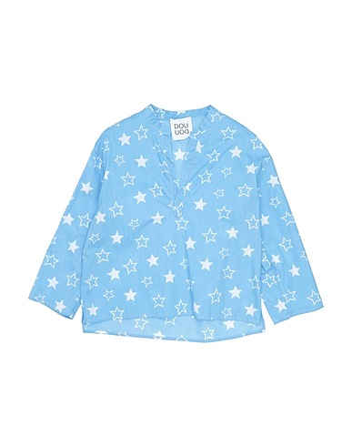 DOUUOD Patterned shirts & blouses Sky blue 100% Cotton