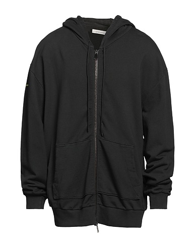 NOSTRASANTISSIMA Hooded track jacket  Black 100% Cotton, Elastane