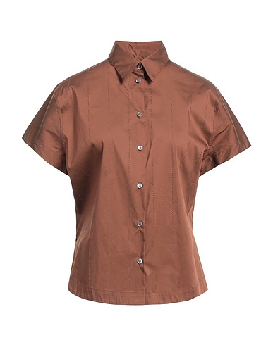 SEMICOUTURE Hemden und Blusen einfarbig Braun 79% Baumwolle, 18% Polyamid, 3% Elastan