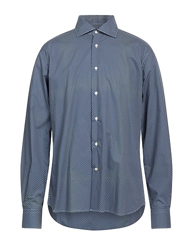ANGELO NARDELLI Patterned shirt Midnight blue 100% Cotton