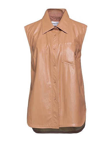 STAND STUDIO Solid colour shirts & blouses Camel 50% Polyurethane, 50% Viscose, Cotton