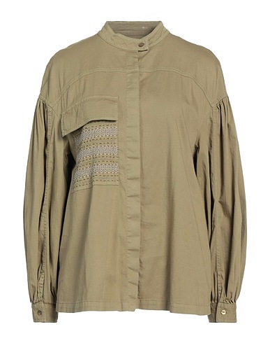 DONDUP Shirts Military green 98% Cotton, 2% Elastane