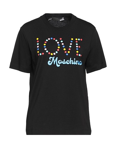 LOVE MOSCHINO 티셔츠 블랙 100% 코튼, 엘라스테인