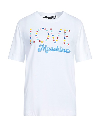 LOVE MOSCHINO 티셔츠 화이트 100% 코튼, 엘라스테인