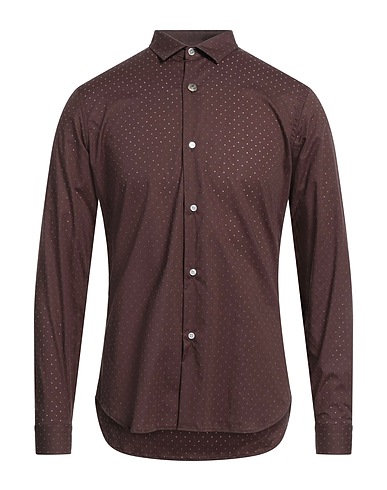 NEILL KATTER Patterned shirt Dark brown 97% Cotton, 3% Elastane