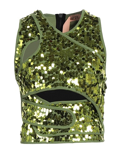 N°21 Top Verde militare 100% Cotone, Poliestere