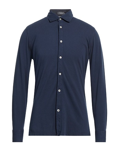 ROSSOPURO Solid colour shirt Midnight blue 100% Cotton