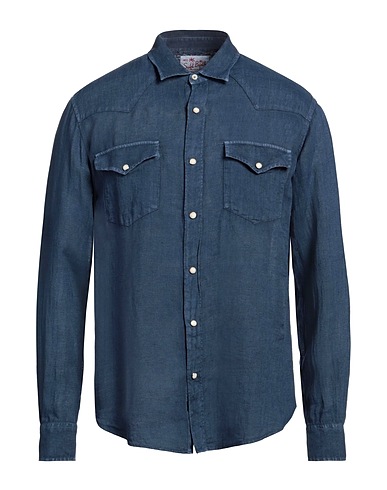 MC2 SAINT BARTH Linen shirt Midnight blue 100% Linen