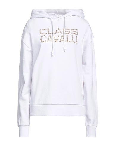 CAVALLI CLASS Hooded track jacket  White 100% Cotton