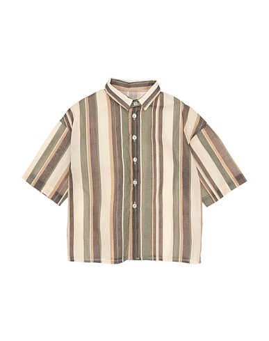 MOOD_ONE Patterned shirt Military green 50% Linen, 50% Cotton