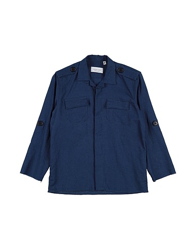 MOOD_ONE Camicia tinta unita Blu Lino