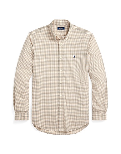 POLO RALPH LAUREN Checked shirt Beige 91% Cotton, 9% Elastane