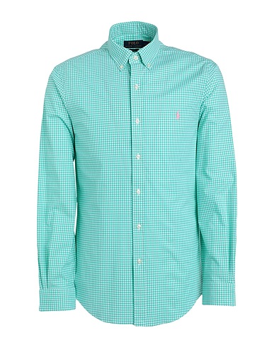 POLO RALPH LAUREN Checked shirt Green 91% Cotton, 9% Elastane