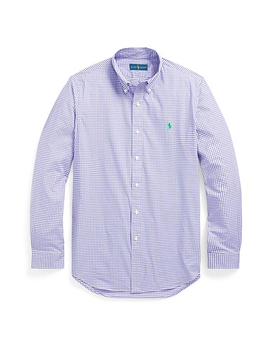 POLO RALPH LAUREN Checked shirt Lilac 91% Cotton, 9% Elastane