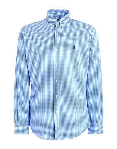 POLO RALPH LAUREN Camicia a quadri Blu chiaro 91% Cotone, 9% Elastan
