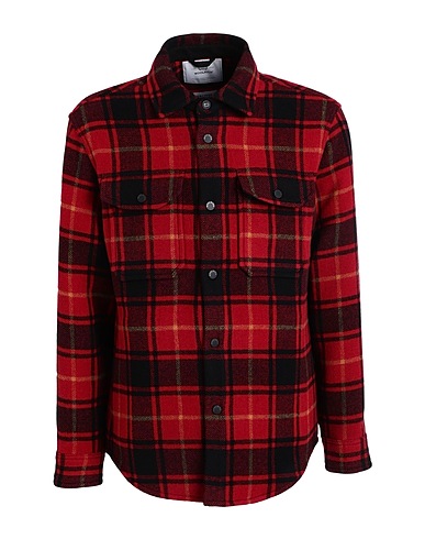 WOOLRICH Kariertes Hemd Rot 50% Baumwolle, 32% Wolle, 13% Polyamid, 5% Andere Fasern
