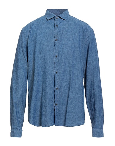 BOMBOOGIE Linen shirt Blue 55% Linen, 45% Cotton