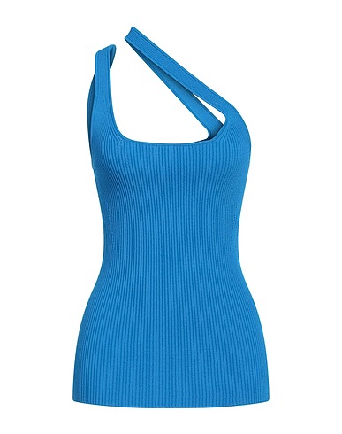 ERIKA CAVALLINI One-shoulder top Azure 65% Viscose, 35% Polyamide