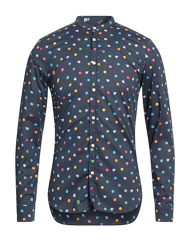 MANUEL RITZ Patterned shirt Midnight blue 97% Cotton, 3% Elastane