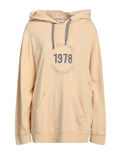 BRUNELLO CUCINELLI Hooded sweatshirt Sand 100% Cotton, Elastane, Ecobrass