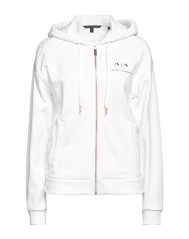 ARMANI EXCHANGE Hooded track jacket  White 60% Cotton, 40% Elastane, Polyester, Viscose