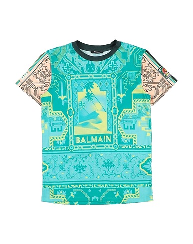 BALMAIN T-Shirt Tūrkis 100% Baumwolle