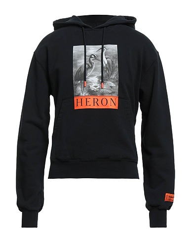 HERON PRESTON Hooded track jacket  Black 100% Cotton, Elastane, Polyester