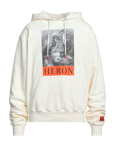 HERON PRESTON Hooded sweatshirt Ivory 100% Cotton, Elastane, Polyester